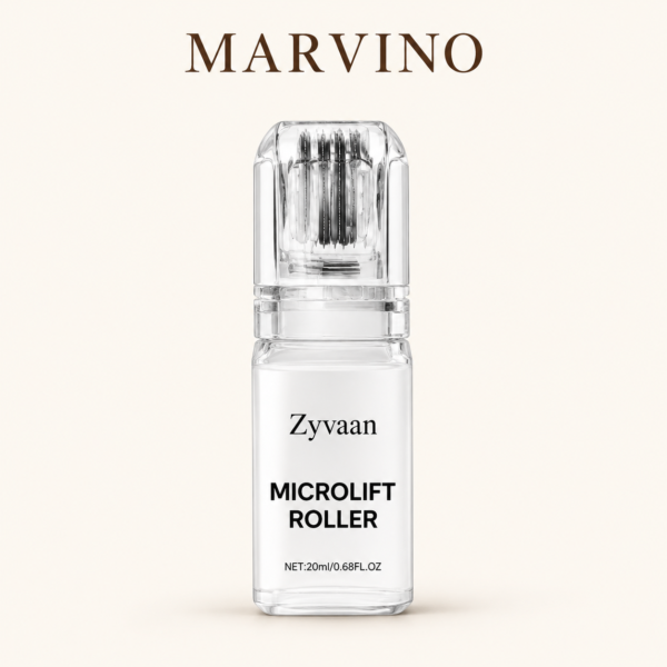 Marvino Microlift Roller Original Microlift Roller bottle on an ivory background with the Marvino name